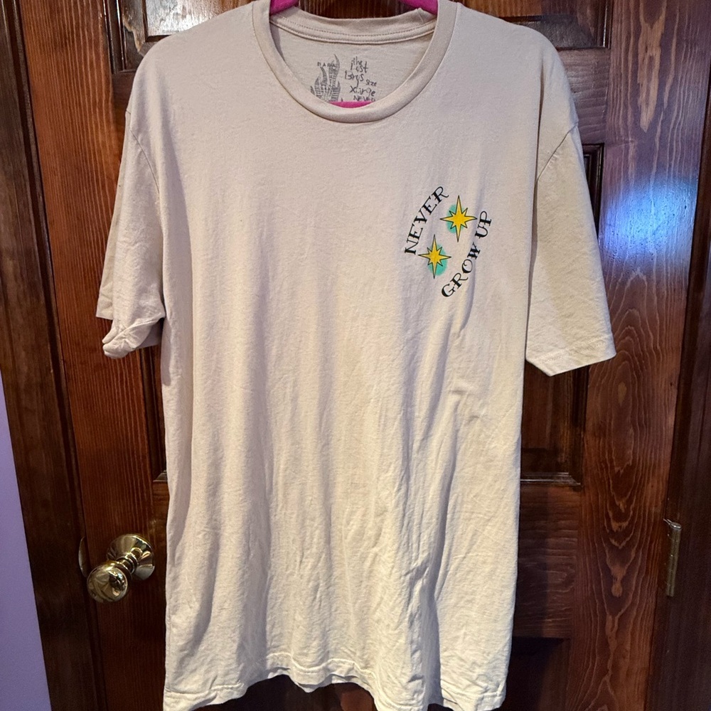 Disney Beige Short Sleeve Tee - Never Grow Up